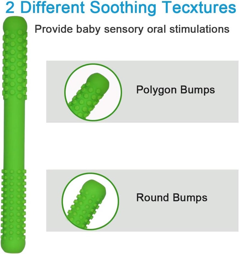 Atsky Hollow Teething Tubes Toys for Babies Girls Boys, 6 Pack Silicone Baby Teether Toy Tube for Infants with Nursing Biting Chewing, Chew Straws for Toddlers 6-12 Months (Style A) - Image 3